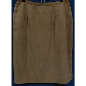 Anne Klein II Silk Skirt Brown Solid Lightweight Women Size 14-See Measurements